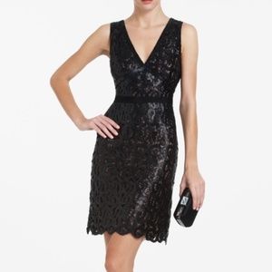 BCBGMAXAZRIA "Gabrielle" Black Sequin Lace Dress